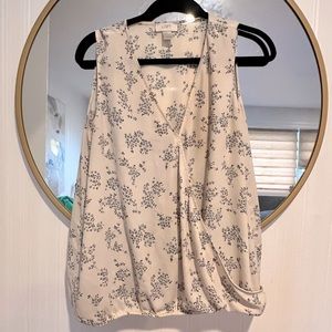 Cream and navy floral top (Loft)